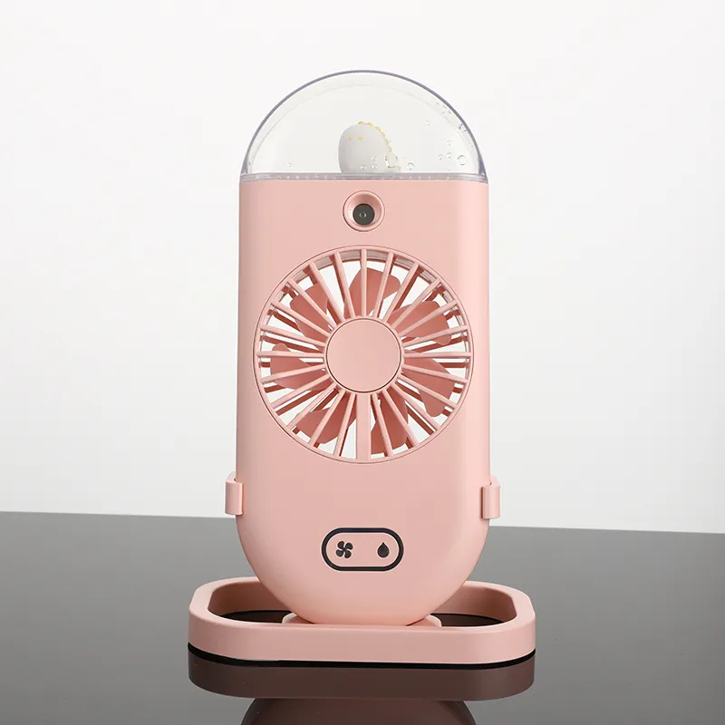 Auf Lager benutzer definiertes Logo USB Wiederauf ladbarer Mini-Tisch luftkühler Hand ventilator Stand Wassernebel ventilator Tragbarer Lüfter mit buntem Licht