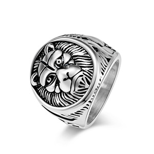 Retro punk <b>titanium</b> steel lion head <b>ring</b>, stainless steel, unique and domineering lion men's thumb <b>ring</b>, jewelry wholesale. - Product Image 5