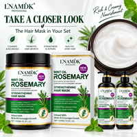 Kit de soin capillaire 3 étapes à la menthe, au romarin et à la biotine : shampoing, après-shampoing et masque capillaire pour nourrir les cheveux secs et abîmés