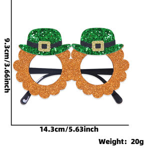 Lunettes à thème <span class=keywords><strong>de</strong></span> fête irlandaise, vertes et scintillantes, décorations <span class=keywords><strong>de</strong></span> carnaval pour <span class=keywords><strong>la</strong></span> Saint-Patrick, lunettes à trèfle - Product Image 6