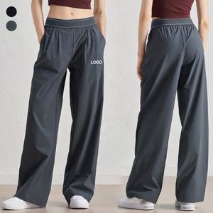 <span class=keywords><strong>Pantaloni</strong></span> Lunghi Casual da Donna <span class=keywords><strong>in</strong></span> Tela Comodi <span class=keywords><strong>con</strong></span> Tasche, Gamba Larga, Vita Elastica, Traspiranti per Yoga e Allenamento - Product Image 1