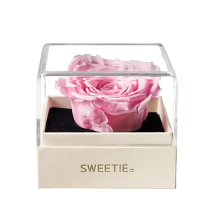 Venta al por mayor belleza grande única flor de Rosa conservada eterna en caja de acrílico transparente logotipo personalizado para evento de negocios conjunto de regalo de fiesta - Product Image 1