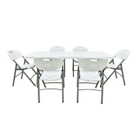Tables pliantes rectangulaires en plastique blanc HDPE robustes pour 10 personnes, 8 pieds, pour l'extérieur