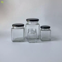 Bocaux hexagonaux en verre de 45 ml à 730 ml pour la conservation des aliments, avec couvercle à vis, pour miel, épices, desserts, fruits