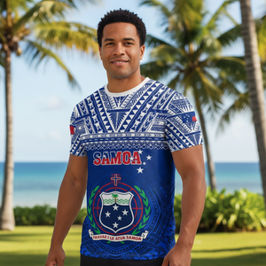 Camiseta de rugby <span class=keywords><strong>F</strong></span>.A.S.T. de Samoa Americana: Camiseta esencial de rugby para aficionados samoanos, camiseta de manga corta con cuello redondo y tótem samoano para hombre - Product Image 3