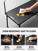 Table pliante portable pour le camping, hauteur réglable, capacité de charge de 60 kg, avec crochets pour barbecue en plein air, pique-nique, camping