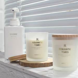 Pot en verre givré de haute qualité, décoration de la maison, esprit relax avec couvercle en bois, cire de plante, bougie d'aromathérapie - Product Image 3