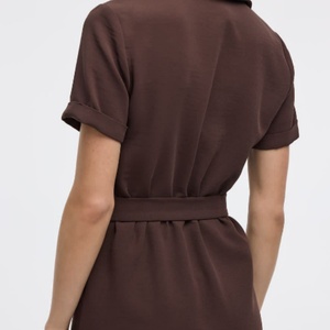 Robe longue décontractée vintage en tricot, chemise boutonnée à manches courtes avec doublure pour un usage quotidien, style doux - Product Image 4