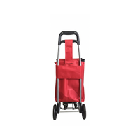 Chariot de courses robuste à roulettes, design pliable compact, poignée réglable, capacité de 30 kg, tube en acier au carbone pour usage domestique et marché