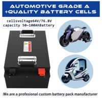 Véhicule électrique personnalisé CY, vélo électrique, scooter, moto, batterie LiFePO4 72V 50Ah IP54 3000 cycles certifiée CE/UN38.3/RoHS -20C~60C