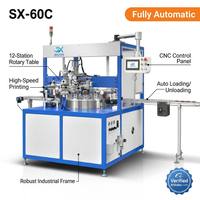 Máquina de Serigrafía Rotativa CNC de un Solo Color, Totalmente Automática, para Tapas de Frascos de Cosméticos, Tubos de Lápiz Labial, Impresión Lateral, SX-60C