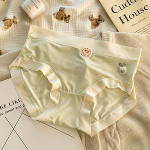 Braguitas de Algodón de Seda Helada Ultrafinas Antibacterianas de Alta Calidad para Uso Diario, Tejidas y Bordadas, de Tiro Medio, Lisas para Chicas - Product Image 5