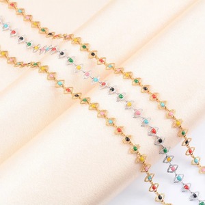 Collier, bracelets et ras-de-cou unisexes en acier inoxydable émaillé avec chaîne à motifs oculaires colorés - Product Image 3