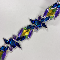 Décorations thermocollantes en strass pour costumes de carnaval et loisirs créatifs, bleu métallisé AB et cristaux de résine bleu zircon