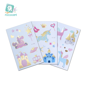 Nuovo arrivo cartoni animati per bambini metallizzato oro corpo temporaneo Flash tatuaggi <span class=keywords><strong>unicorno</strong></span> decorazioni di compleanno adesivi per ragazze - Product Image 3