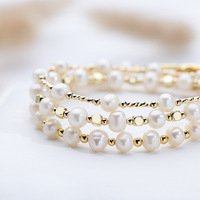Bracelet en perles d'eau douce naturelles de 5 mm pour femmes, design carré de niche, fait main, perles, bijoux de luxe légers, vente en gros