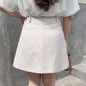 Jupe mini en jean taille haute grande taille couleur unie abricot pour femme N7978 - Product Image 4