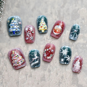 Nuevas pegatinas 3D en relieve para <span class=keywords><strong>uñas</strong></span> de Navidad, calcomanías autoadhesivas con purpurina flocada de árbol de Navidad y lindos muñecos de nieve para festivales. - Product Image 4
