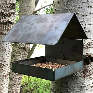 JH-Mech Pointed Roof <strong>Wall</strong> <strong>Mounted</strong> <strong>Bird</strong> <strong>Feeder</strong> Metal Steel <strong>Bird</strong> <strong>Feeder</strong> Rusty Metal Hanging <strong>Bird</strong> <strong>Feeder</strong> - Product Image 4