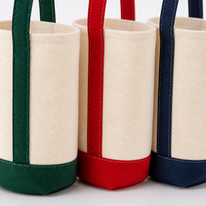 Customize Premium Double Bottle Wine Tote <b>Bag</b> Geometric Shoulder <b>Strap</b> Elegant Dual Color Canvas Wine Gift <b>Bags</b> <b>for</b> Holiday - Product Image 3