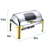 Ensemble de buffet chauffe-plats à dessus roulé ensemble de serveur chauffe-plats en or serveurs de buffet professionnels chauffe-plats en acier inoxydable pour mariage