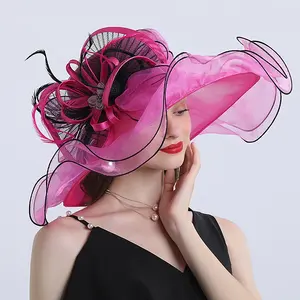 Sombreros de organza con diseño bonito para mujer, gorros de carreras con diseño bonito de la iglesia del derbi, de carreras de caballos, para fiesta, 2022