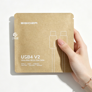 Custom Printed Kraft Paper USB accessories Packaging <b>Bags</b> | Slider Zipper 3 Side Seal for Clothing Underwear Accessories - Product Image 4