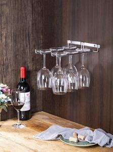 Support mural en acier inoxydable pour <span class=keywords><strong>verres</strong></span> <span class=keywords><strong>à</strong></span> vin, porte-<span class=keywords><strong>verres</strong></span> en fer noir pour bar, cuisine, rangement suspendu sous armoire - Product Image 5