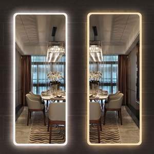 Espejo de Baño de Diseño Contemporáneo con Iluminación LED Inteligente, de Cuerpo Entero, Montable en Pared o Suelo, con Retroiluminación, Forma Compacta - Product Image 3