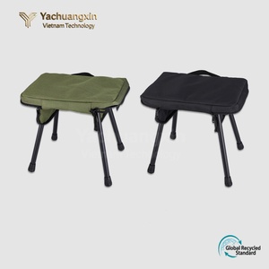 Portable Folding <b>Camping</b> Stool with Storage Compartment and Side <b>Table</b> for Outdoor Use - Product Image 2