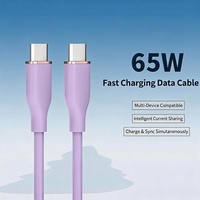Câble de charge double Type-C en silicone souple 65W PD à charge rapide, écologique et résistant aux plis pour chargeur de téléphone/ordinateur portable iOS/ordinateur