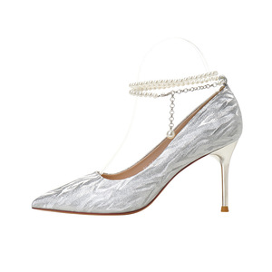 Escarpins de mariée à bout pointu, talon aiguille, imprimés animaliers, perles, bride cheville, doublure satinée, chaussures de mariage à talons hauts - Product Image 5