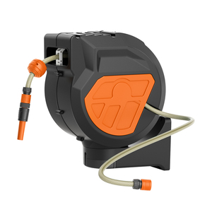 Carretel de Mangueira Retrátil Automático de Plástico Fosco Resistente para Montagem em Parede com Mangueira de 15m/25m para Irrigação de Varandas - Product Image 1