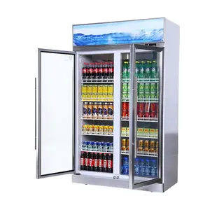 Refrigeradores de exhibición de supermercado, refrigerador de bebidas de cubierta múltiple con luz LED