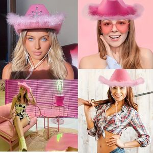 <span class=keywords><strong>Sombrero</strong></span> Vaquero Rosa con Lentejuelas y Corona <span class=keywords><strong>de</strong></span> Tiara para Mujer, Uso en Fiestas <span class=keywords><strong>de</strong></span> las Cuatro Estaciones, Ajustable, con Gafas <span class=keywords><strong>de</strong></span> Corazón y Banada - Product Image 6