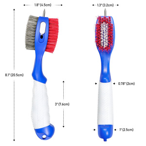 Golf Club Cleaning <b>Brush</b> With Pull Ring Portable Massage Grip Blue And Red Plastic Copper <b>Wire</b> Outdoor Use - Product Image 2