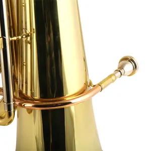 Oem tuba rotativo de alta qualidade bb, laca dourada amarela sino de bronze bb tom tuba com 4 rotações