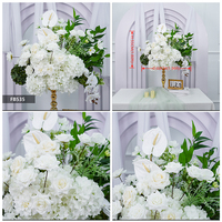 Arrangement floral de table de mariage 50cm 60cm 70cm 80cm, grande composition florale artificielle en roses, centre de table, boule de fleurs artificielle ivoire blanc bordeaux