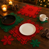 Sets de table et sous-verres en feutre de Noël, décorations de table personnalisées faites à la main pour la maison et l'hôtellerie