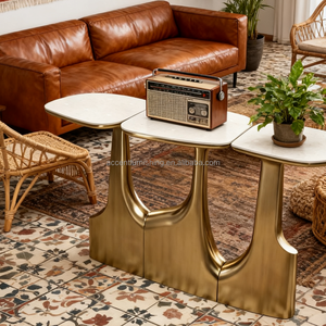 Table d'entrée de luxe légère, allée de couloir de villa, une contre le mur, bandes décoratives en forme de mur, table console en PRF - Product Image 3