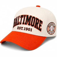 Casquette de baseball en coton à 5 panneaux, personnalisable avec broderie 3D, bicolore, unisexe, visière personnalisable, à simple boutonnage, marque OEM