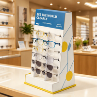 Présentoir à lunettes en carton personnalisé avec logo d'usine, support de présentation de lunettes en papier ondulé pour comptoir de magasin