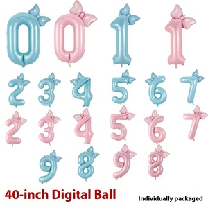 Bộ bóng bay phim nhôm kỹ thuật số màu xanh và hồng 40 inch, thích hợp cho sinh nhật bé trai và bé gái, trang trí tiệc cho bé. - Product Image 3