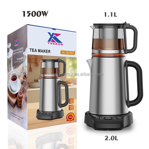 Phụ kiện nhà bếp thép không gỉ samovar Thổ Nhĩ Kỳ máy pha trà 2.0L + 1.1L hai lớp ấm đun nước điện với kính ấm trà - Product Image 2