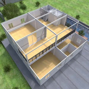 Contenedor prefabricado de acero para casa modular pequeña móvil de campamento Villar de 2 pisos moderno - Product Image 4