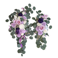 Arche florale de mariage blanche bleue pour cérémonie de mariage, 2 pièces