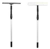 Raclette à vitres en acier inoxydable 10''/14''/16''/18'' réglable, durable, avec poignée en caoutchouc noir et bleu, marque YangMing
