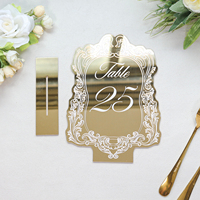 Numéros de table de mariage miroir doré avec support en acrylique de luxe Signalisation de mariage de forme irrégulière pour décoration de table