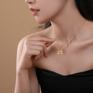Damila 925 joyería de declaración de plata esterlina 18K chapado en oro ahueca hacia fuera turquesa mal de ojo cuadrado moneda collar mujeres - Product Image 6