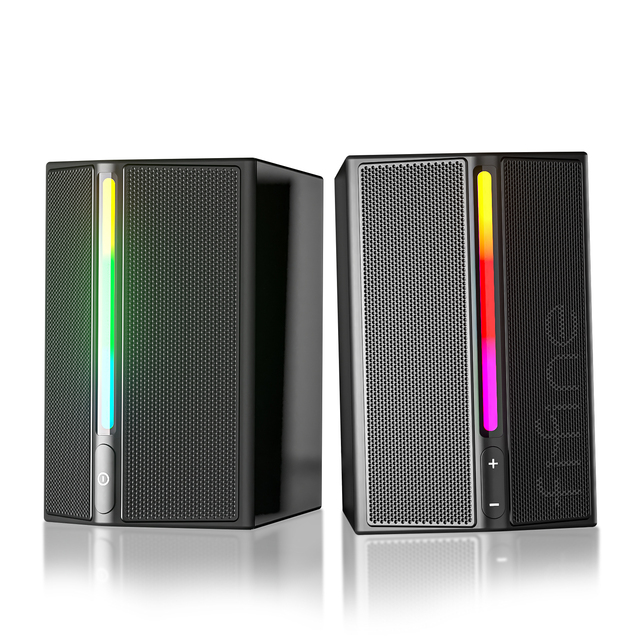 Fifine A20 Colorful LED Light Amplified Gaming Speaker 2.0 Channel 4W 3.5mm Speakers Audio System Sound Music Speaker for PC